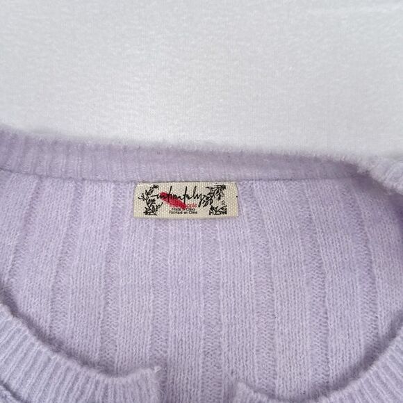 Free People Around the Clock Oversized Ribbed Henley Sweater XS Lavender Lounge - Picture 8 of 11